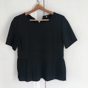 SHEIN Black Pleated Peplum Blouse